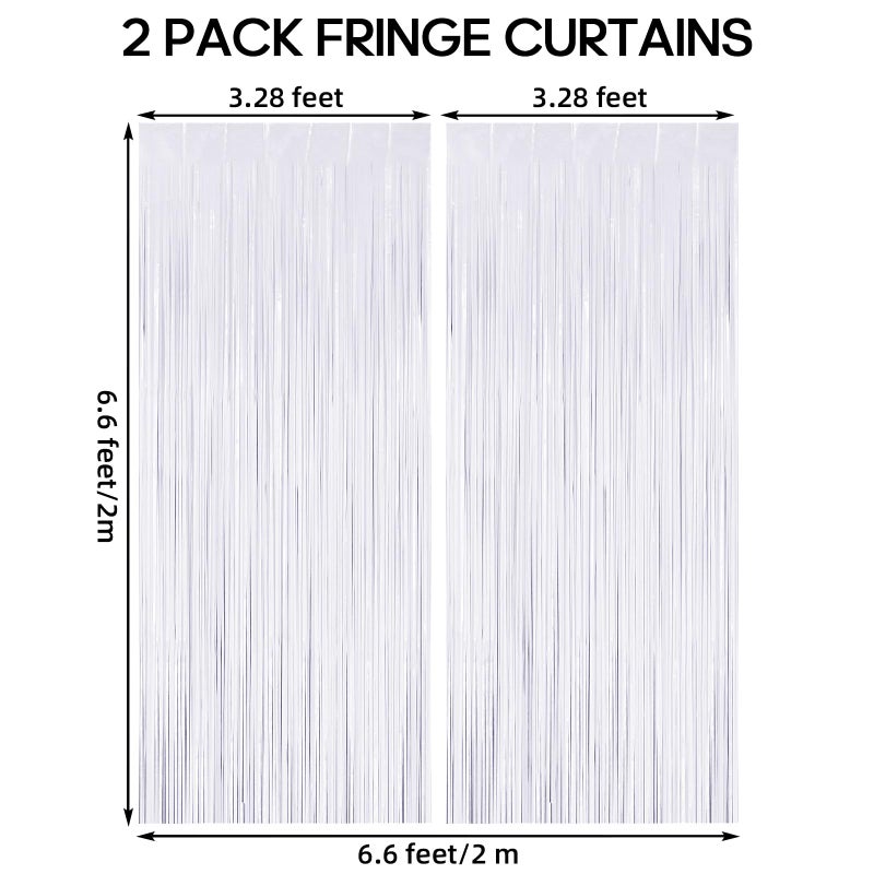 TOTAFAM 2 Pack Fringe Curtains Backdrops, Foil Fringe Curtains, Door Streamers for Birthday Wedding Bridal Shower Holiday Graduation Party Decorations, Photo Booth Backdrops White - Image 4